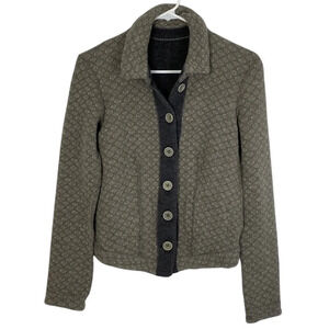 Transit Par Such Reversible Sweater Jacket Cardigan Womens Size Small Gray Beige